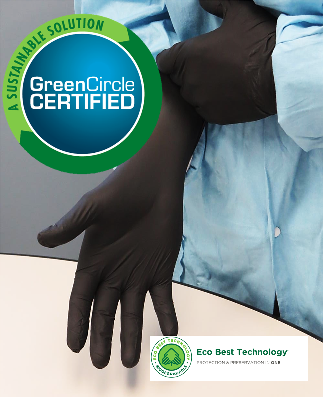 6112PF Showa® Black Biodegradable Single-Use Powder-Free EBT Nitrile Gloves
